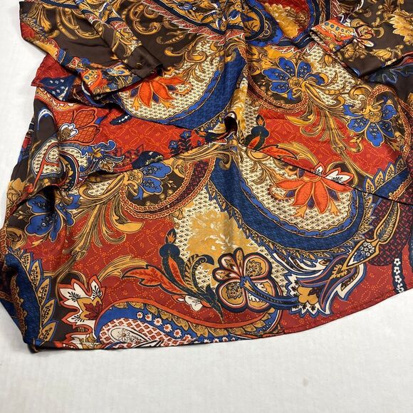 Chicos Asymmetrical Tunic Shirt Boho Colorful Long Sleeve Lace Up Top 3P XLP - Picture 2 of 11